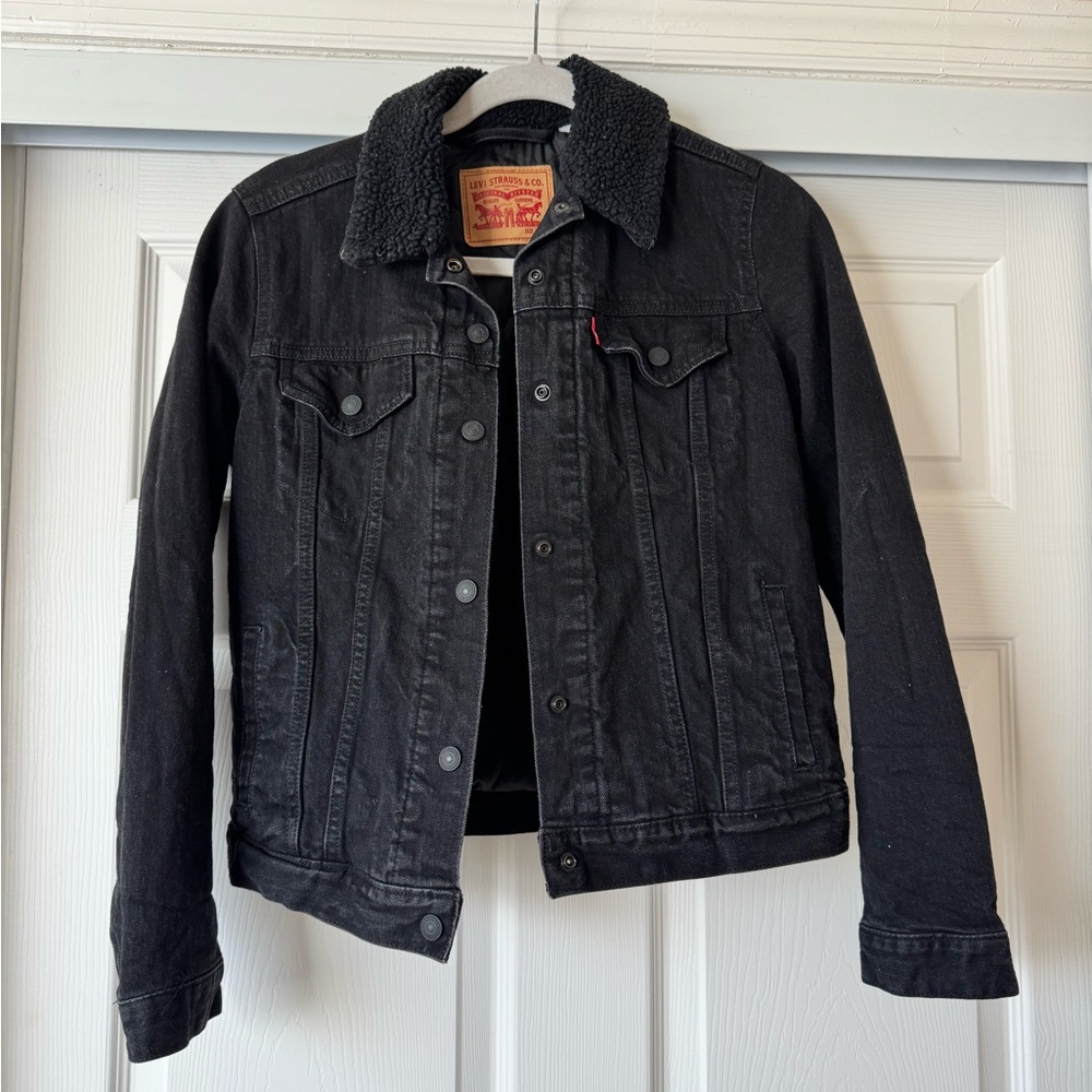 Levi’s black Sherpa denim jacket